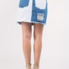 Contrast Patched Frayed Denim Distressed Skirts