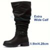 Women’s Extra Wide Calf Slouchy Knee High Boots Low Heel Side Zipper Comfortable Casual Winter Plus Size Boots.