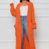 Extra-Long Cable Knit Cardigan – Cozy & Stylish Solid Sweater with Practical Pockets – Perfect for Womens Casual Wear