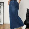 Women’s new fashionable and versatile elastic waistband denim skirt